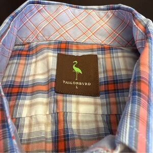Tailorbryd 100% Egyptian Cotton Men’s Large Button Down Plaid Collar Shirt